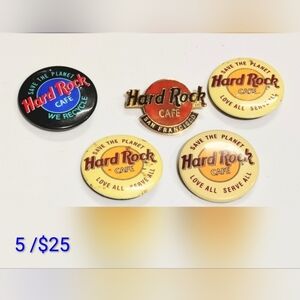 5 /$25  Hard Rock Cafe 5 Vintage Pins